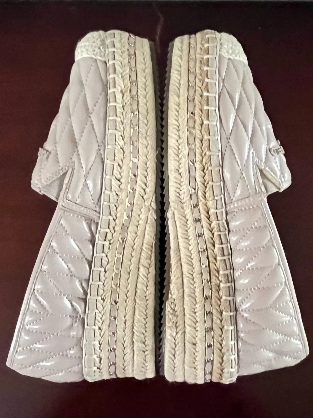 Karl Lagerfeld Desta Quilted Leather Slip-On Espadrille Platform Flats 7  New
